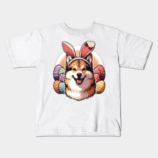 Norwegian Buhund's Easter Celebration with Bunny Ears Kids T-Shirt